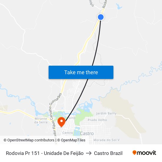 Rodovia Pr 151 - Unidade De Feijão to Castro Brazil map