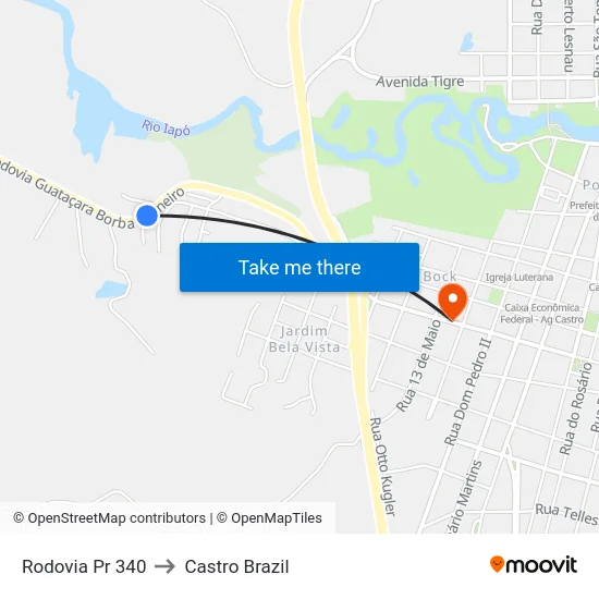 Rodovia Pr 340 to Castro Brazil map