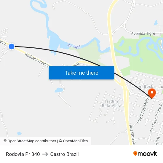Rodovia Pr 340 to Castro Brazil map