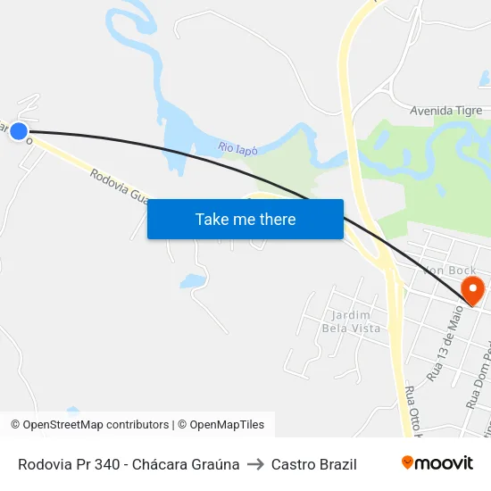 Rodovia Pr 340 - Chácara Graúna to Castro Brazil map