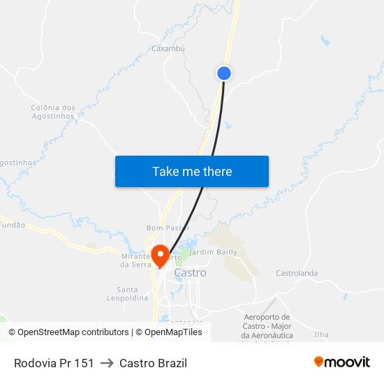 Rodovia Pr 151 to Castro Brazil map