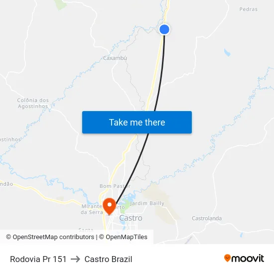 Rodovia Pr 151 to Castro Brazil map
