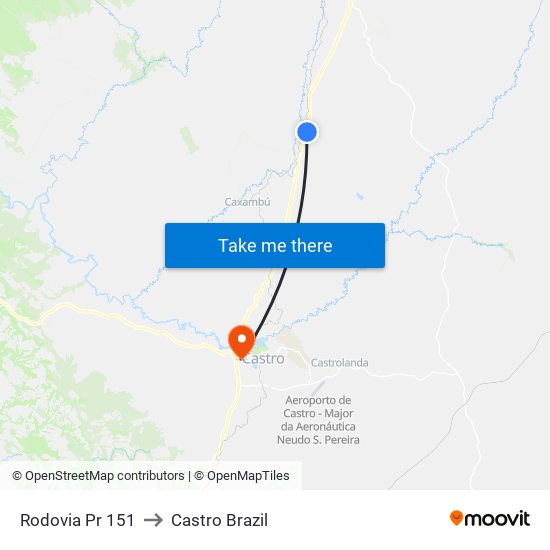 Rodovia Pr 151 to Castro Brazil map