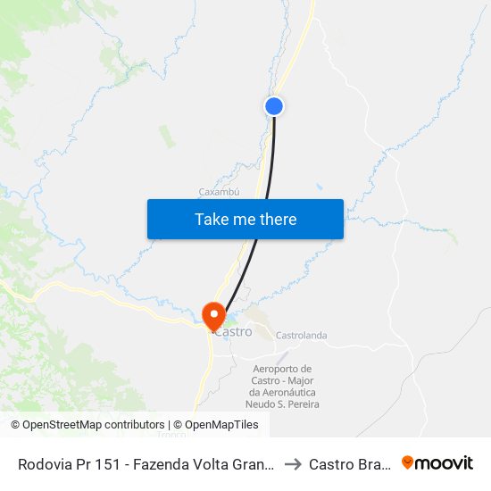 Rodovia Pr 151 - Fazenda Volta Grande to Castro Brazil map