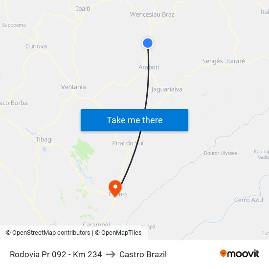 Rodovia Pr 092 - Km 234 to Castro Brazil map