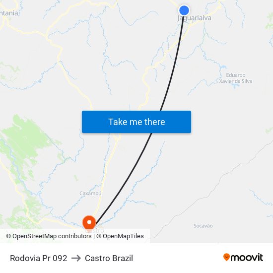 Rodovia Pr 092 to Castro Brazil map