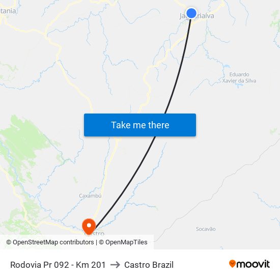 Rodovia Pr 092 - Km 201 to Castro Brazil map