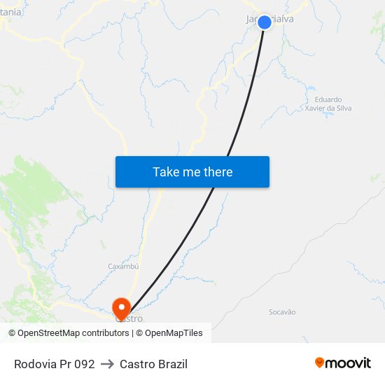 Rodovia Pr 092 to Castro Brazil map