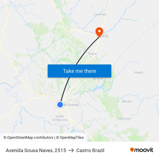 Avenida Sousa Naves, 2515 to Castro Brazil map
