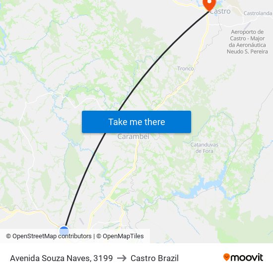 Avenida Souza Naves, 3199 to Castro Brazil map