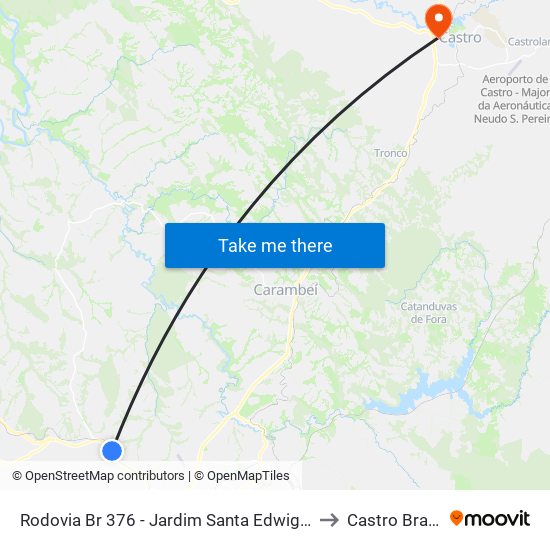 Rodovia Br 376 - Jardim Santa Edwiges to Castro Brazil map