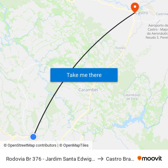 Rodovia Br 376 - Jardim Santa Edwiges to Castro Brazil map