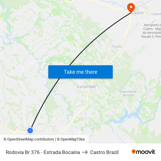 Rodovia Br 376 - Estrada Bocaína to Castro Brazil map