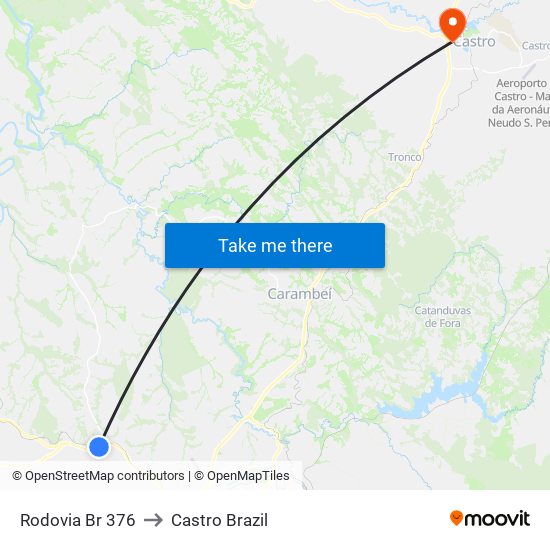 Rodovia Br 376 to Castro Brazil map