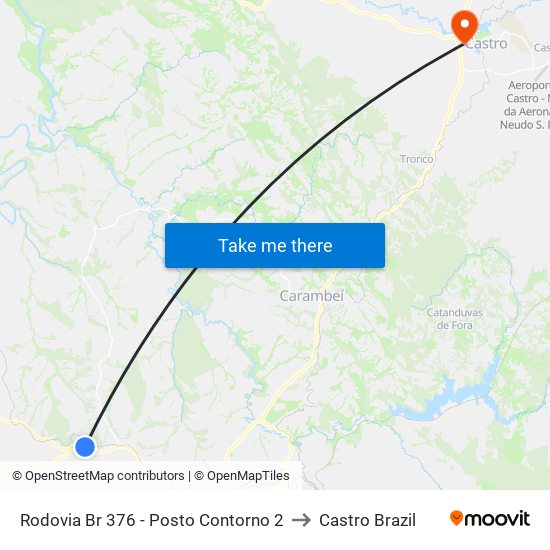 Rodovia Br 376 - Posto Contorno 2 to Castro Brazil map