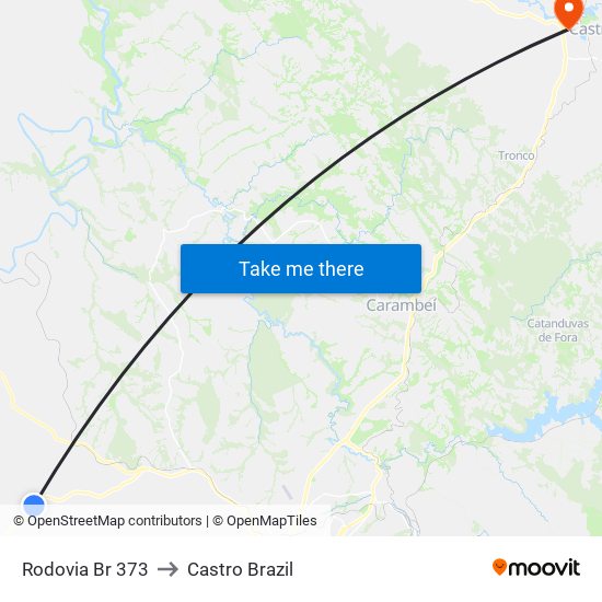 Rodovia Br 373 to Castro Brazil map