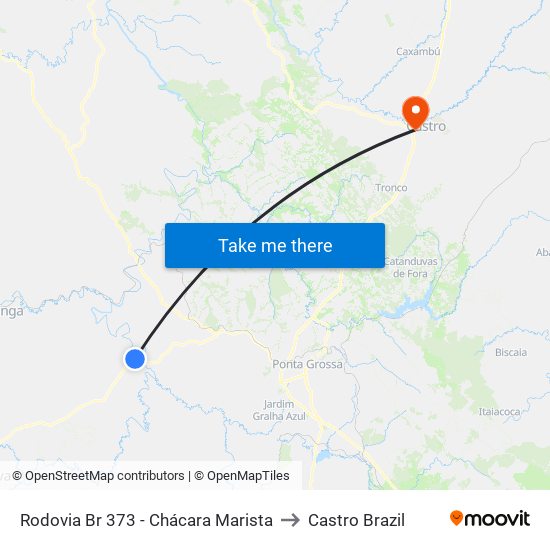 Rodovia Br 373 - Chácara Marista to Castro Brazil map