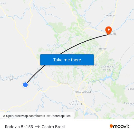 Rodovia Br 153 to Castro Brazil map