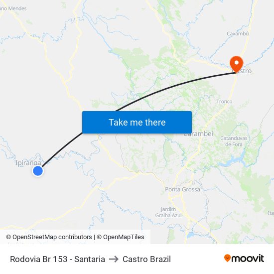 Rodovia Br 153 - Santaria to Castro Brazil map