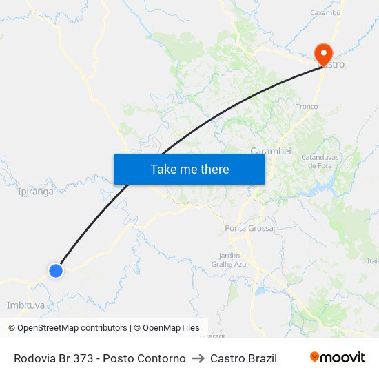 Rodovia Br 373 - Posto Contorno to Castro Brazil map