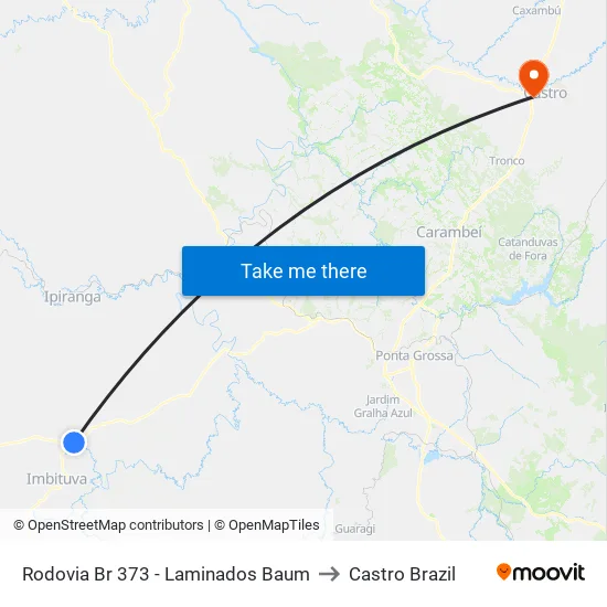 Rodovia Br 373 - Laminados Baum to Castro Brazil map