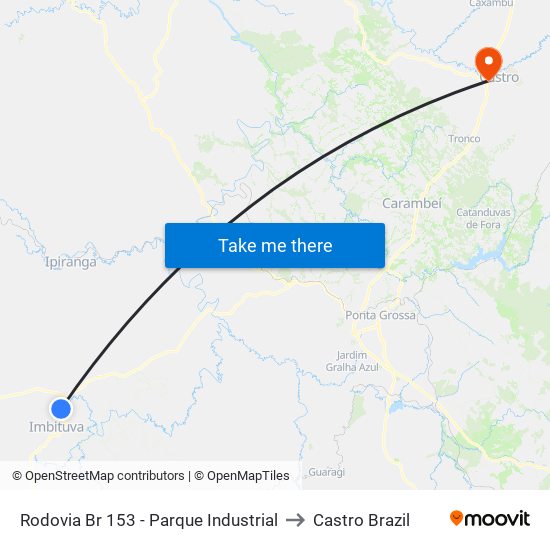 Rodovia Br 153 - Parque Industrial to Castro Brazil map