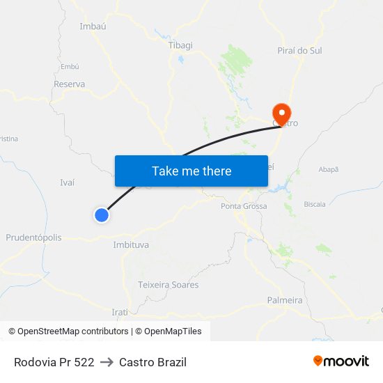 Rodovia Pr 522 to Castro Brazil map