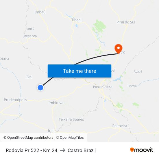 Rodovia Pr 522 - Km 24 to Castro Brazil map