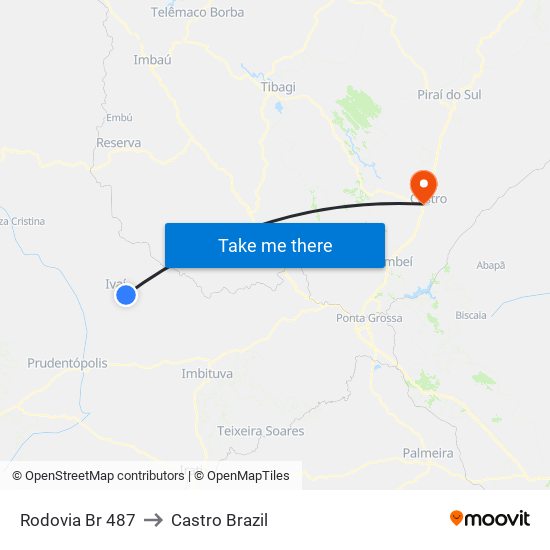 Rodovia Br 487 to Castro Brazil map