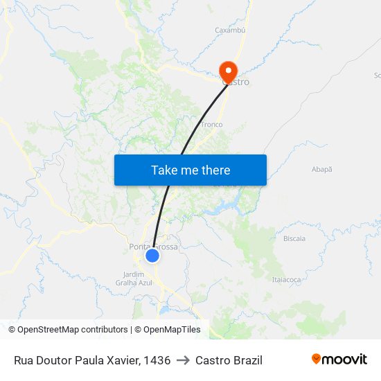 Rua Doutor Paula Xavier, 1436 to Castro Brazil map