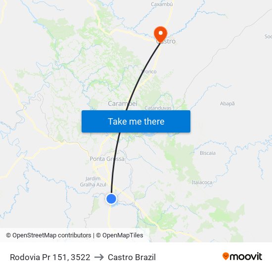 Rodovia Pr 151, 3522 to Castro Brazil map