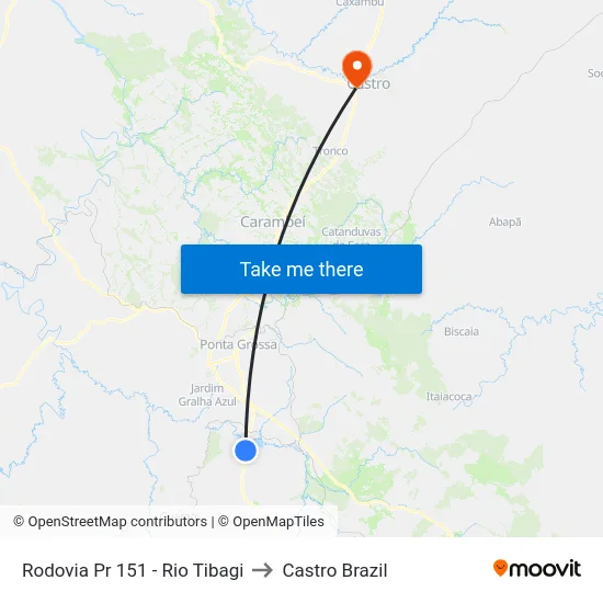Rodovia Pr 151 - Rio Tibagi to Castro Brazil map