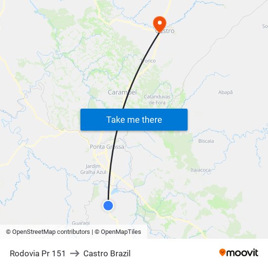 Rodovia Pr 151 to Castro Brazil map