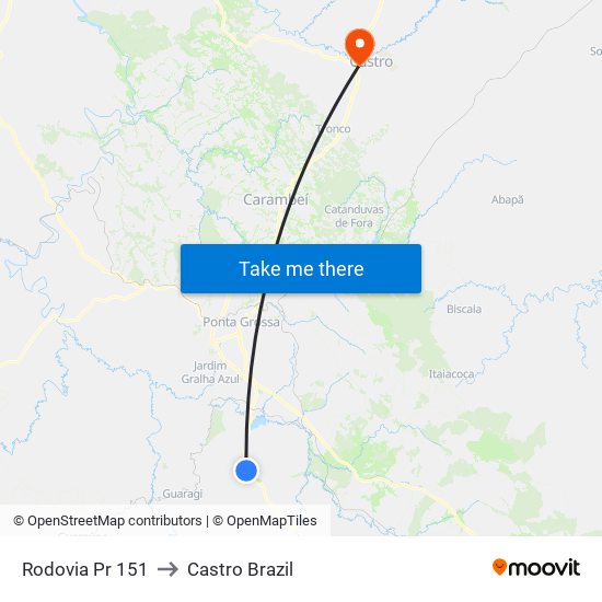 Rodovia Pr 151 to Castro Brazil map