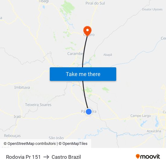 Rodovia Pr 151 to Castro Brazil map