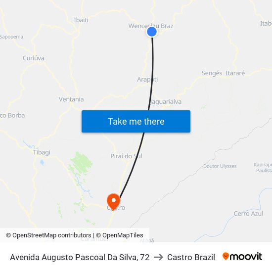Avenida Augusto Pascoal Da Silva, 72 to Castro Brazil map