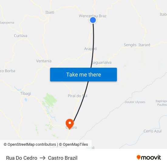 Rua Do Cedro to Castro Brazil map