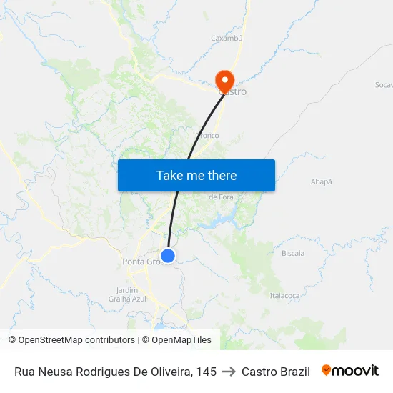 Rua Neusa Rodrigues De Oliveira, 145 to Castro Brazil map