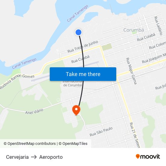 Cervejaria to Aeroporto map
