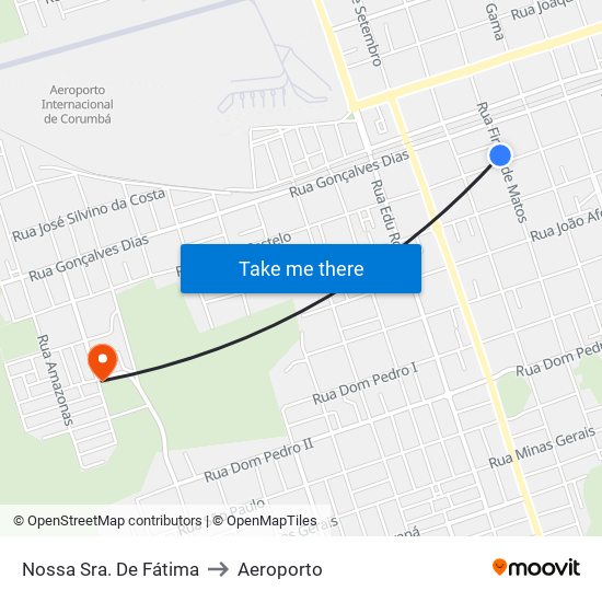 Nossa Sra. De Fátima to Aeroporto map