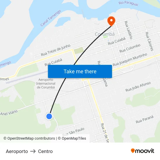 Aeroporto to Centro map