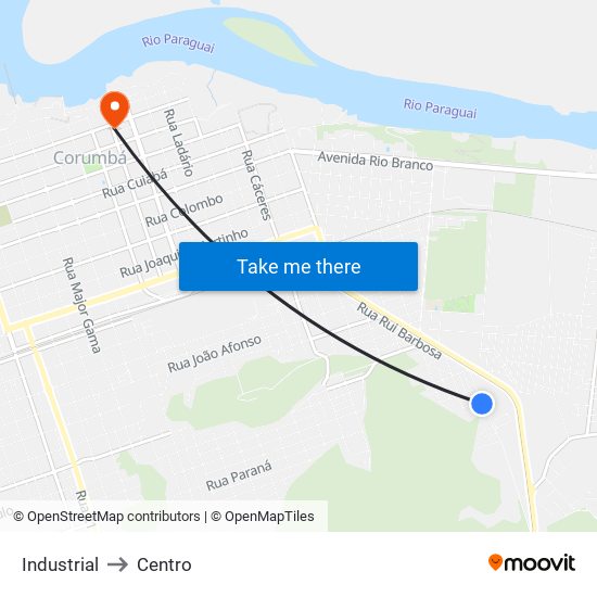 Industrial to Centro map