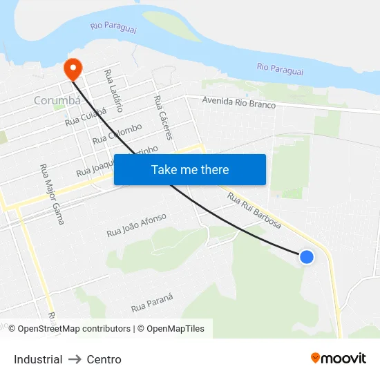 Industrial to Centro map