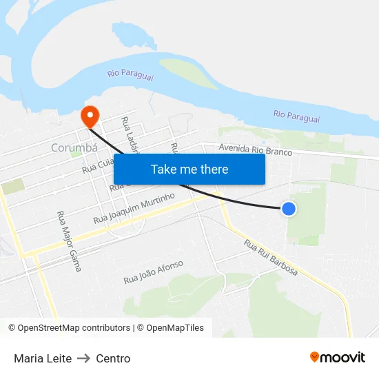 Maria Leite to Centro map