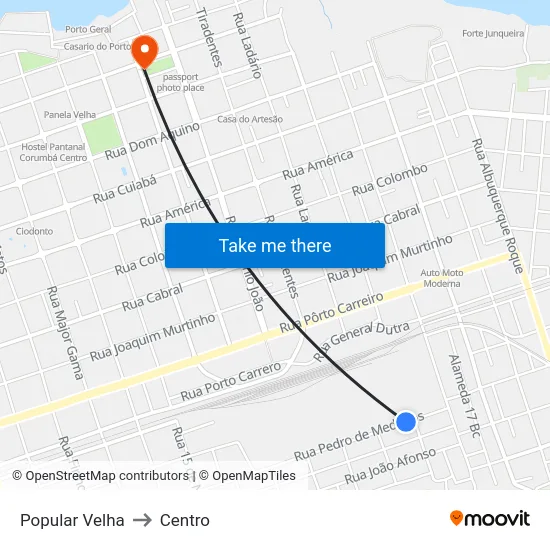 Popular Velha to Centro map