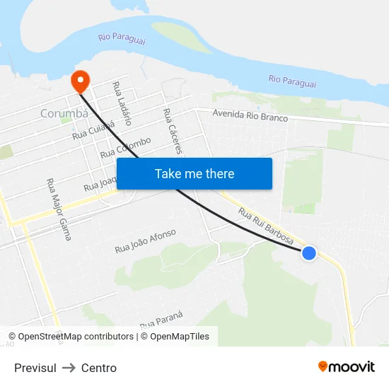 Previsul to Centro map