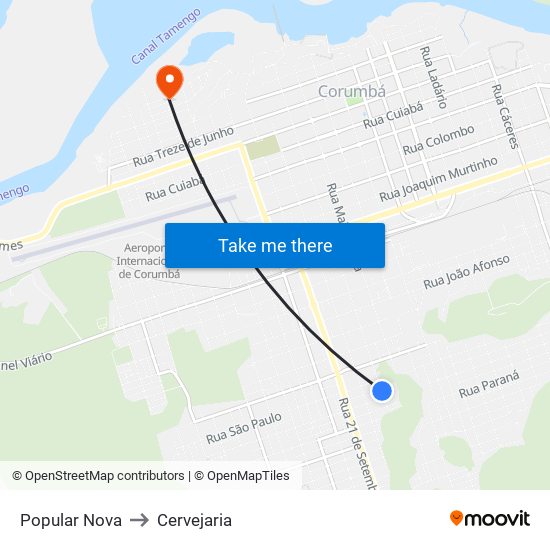Popular Nova to Cervejaria map