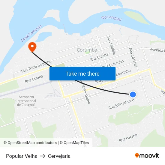 Popular Velha to Cervejaria map