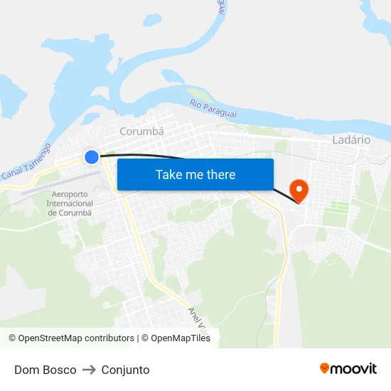 Dom Bosco to Conjunto map