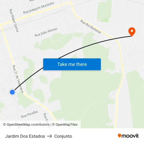 Jardim Dos Estados to Conjunto map